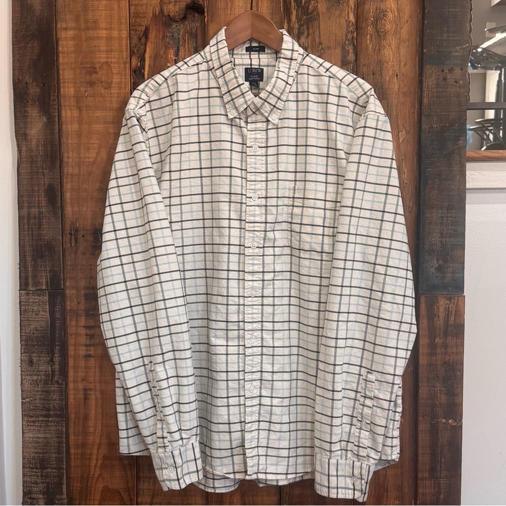 J Crew Shirt Mens XXL Slim Fit Flex Oxford Button Down Long Sleeve Casual Plaid